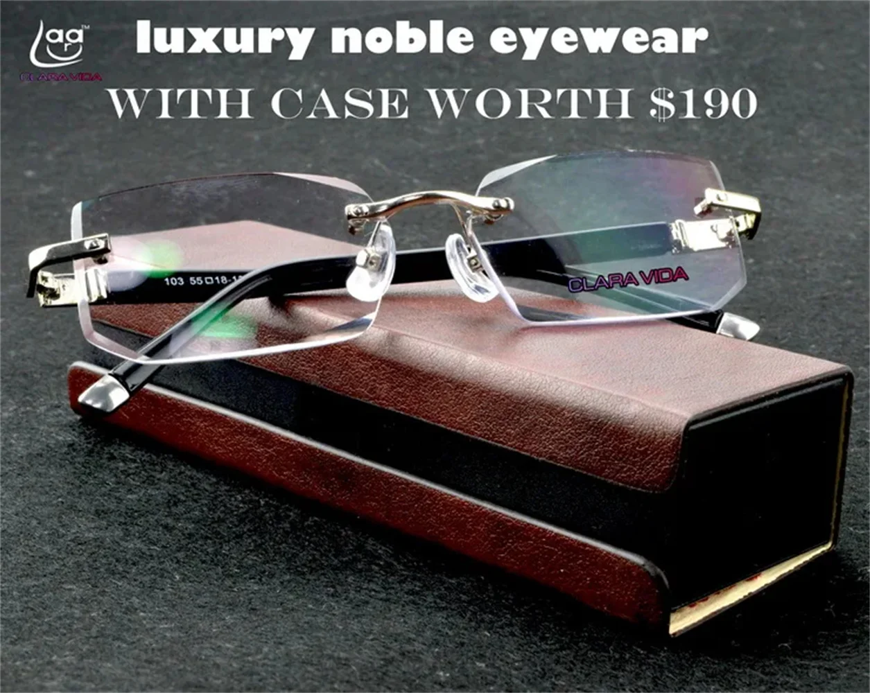 

CLARAVIDA LUXURY PACK CHIEF EXECUTIVE OFFICER'S BUSINESS RIMLESS FRAMELESS READING GLASSES+PU BOX +1 +1.5 +2 +2.5 +3 +3.5 +4