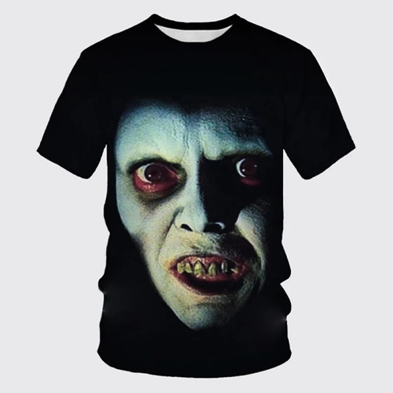 Summer The Exorcist T-Shirts Horror 3D Print Streetwear Men Women Fashion Oversized Short Sleeve T Shirt Kids Tees Tops Clothing