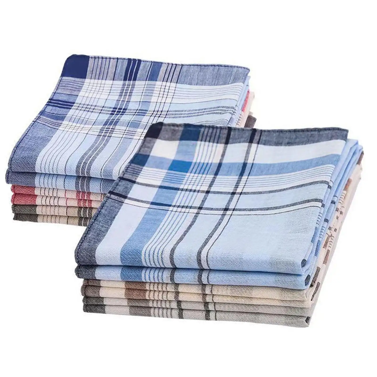 12x Cotton Men's Handkerchiefs 40x40cm Multifunction Assorted Color for Business