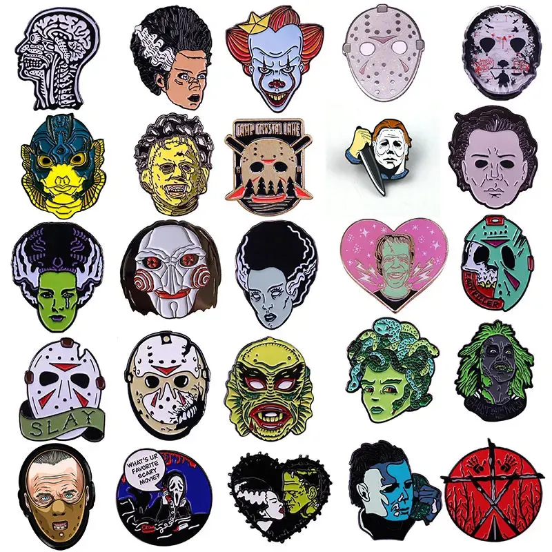 Happy Halloween Horror Comic Movies Headcount Enamel Pin Brooch Badges Denim Jeans shirt Bag Cartoon Art Jewelry Gift for Friend