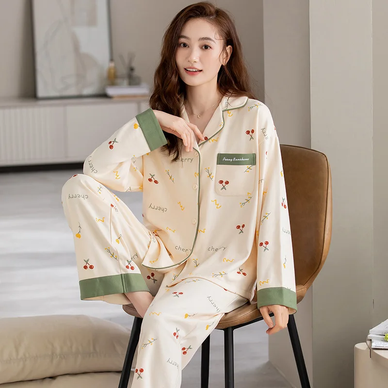 Pyjamas Women Clothing Sets Autumn Pajamas for Teen Girls Kawaii Pijamas Sleepwear Breathable loungewear