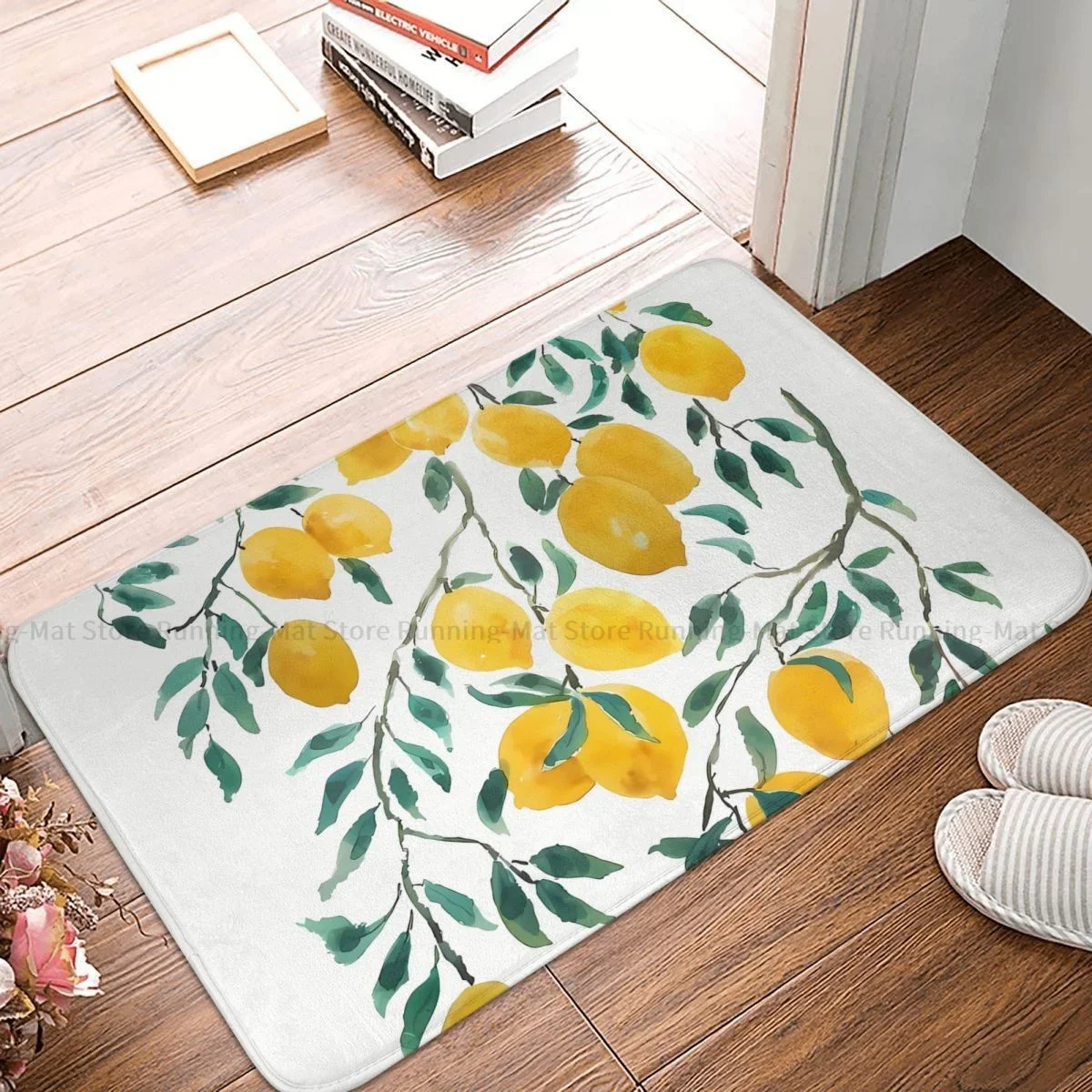 Kitchen Non-Slip Carpet Watercolor Yellow Lemon Living Room Mat Welcome Doormat Floor Decoration Rug