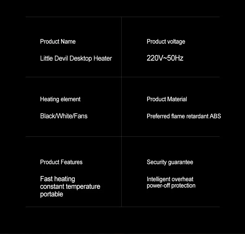 سخان كهربائي مكتب المنزل عنبر سطح المكتب سخان مروحة ساخنة الشيطان الصغير
