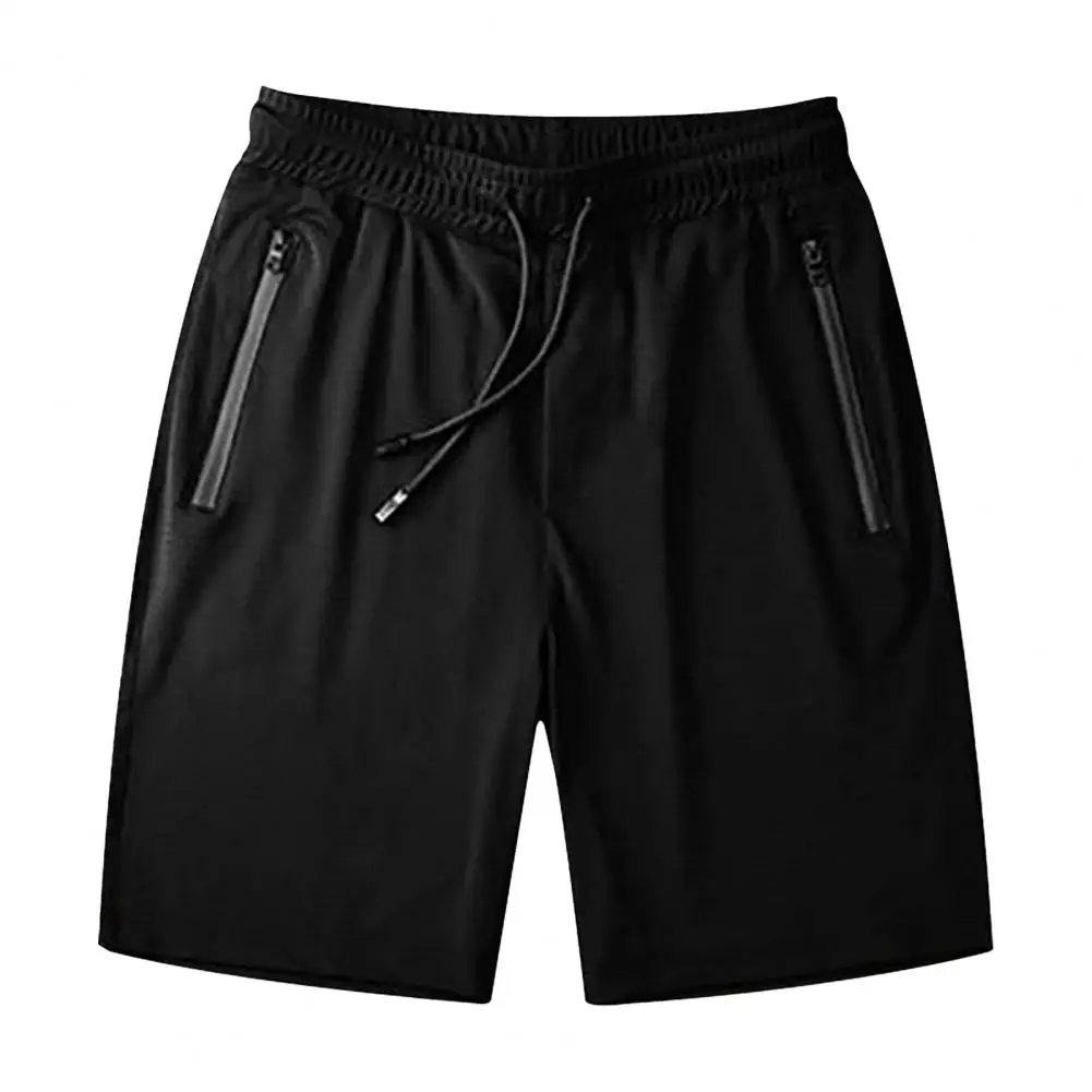 Pantalones cortos deportivos para hombre, Shorts de entrenamiento atlético de secado rápido, ultraelásticos, finos, de seda helada, con bolsillos y cremallera, Unisex