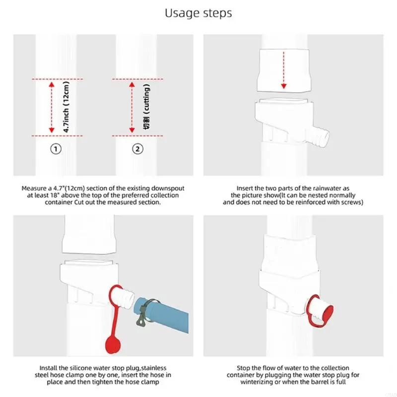 Rain Barrels Connectors System For Downspouts Fitting Double Threaded Ports C5AD