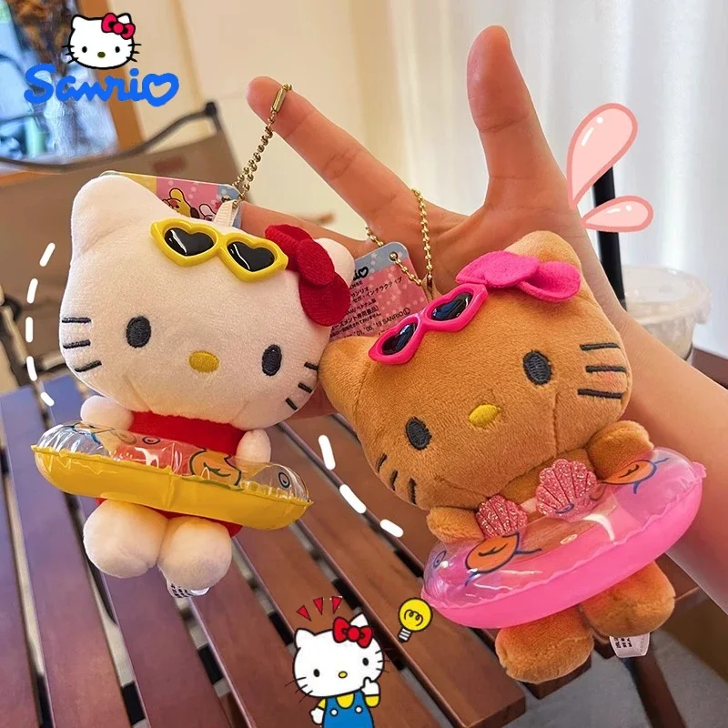 

Sanrio Kawaii Hello Kitty Hawaiian Float Series Anime Cartoon Doll Keychain Cute Kitty Cat Key Ring Bag Accessories Girl Gift