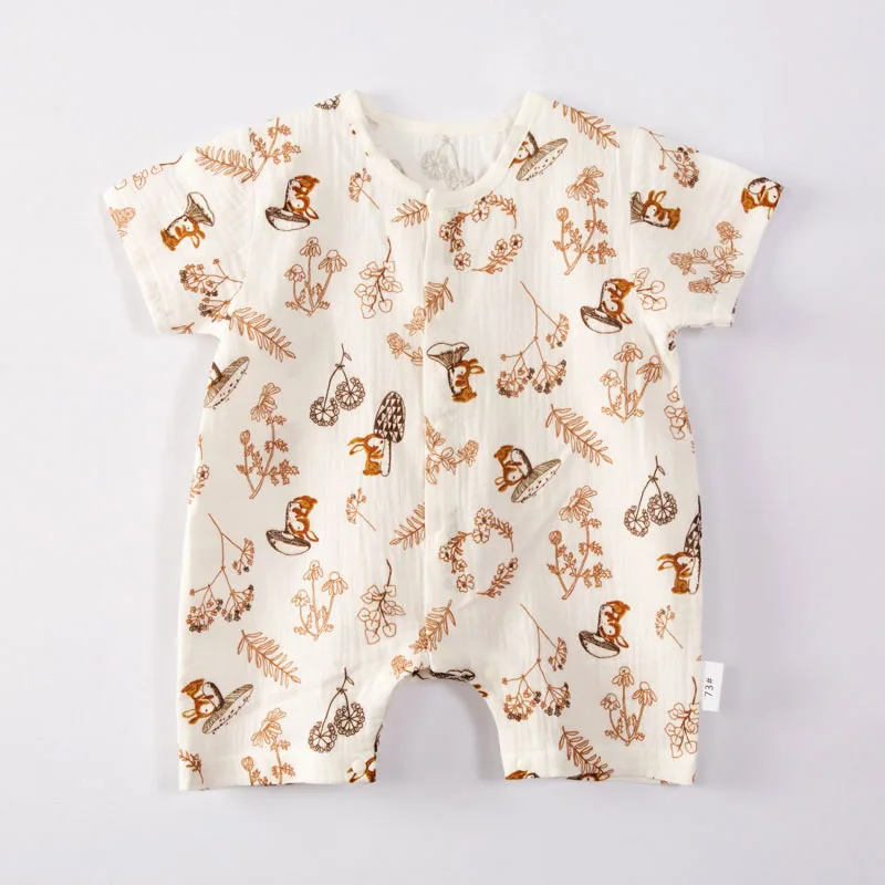 

Муслиновый хлопковый мягкий комбинезон с короткими рукавами для новорожденных, одежда для малышей для девочек и мальчиков, летний комбинезон для малышей 0-2 лет