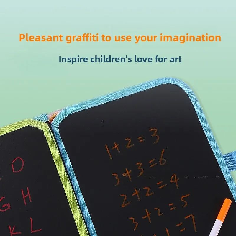 16 صفحة كتاب رسم منزلي سبورة صغيرة جرافيتي قابلة للمسح لوحة رسم للكتابة لوحة رسم تنوير محمولة #3