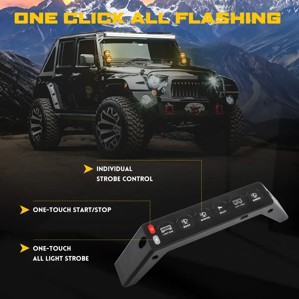 12V 24V Switch Panel Car Blade Fuse Relay Box Holder Automatic Dimmable Off Road LED Light Switch Panel