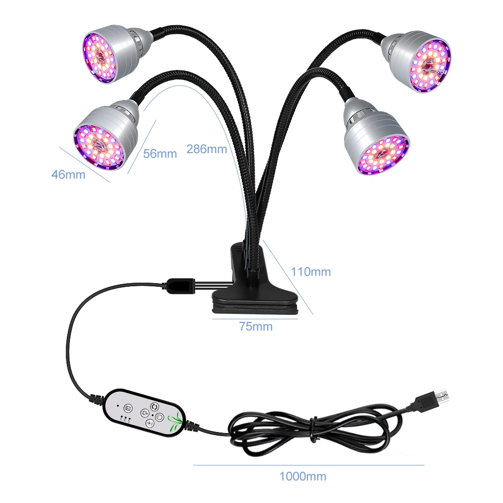 LED Grow Light Full Spectrum Indoor Hydroponic Flower Seeds Vegetables Cultivation Plant Lamp Growth Box Dimming Timing Function