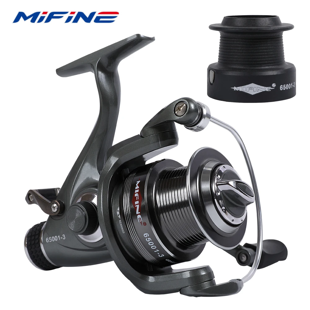 MIFINE-Fast Dual Brake Fishing Reel, Carp Casting Spinning Wheel for Saltwater and Freshwater, Double Spool 5.2:1 Sea Fishing