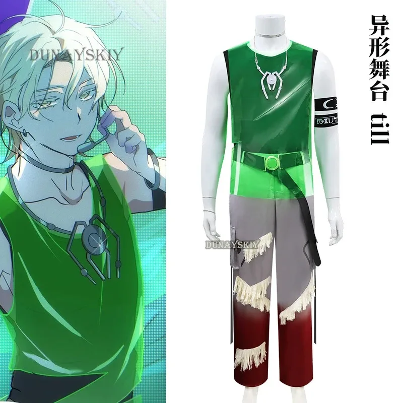 Till Blink Gone R7 Аниме Alien Stage Косплей Костюм Топ Брюки Опора Татуировки Колье Ожерелье Парик Идол Набор Мужчины Хэллоуин Индивидуальные