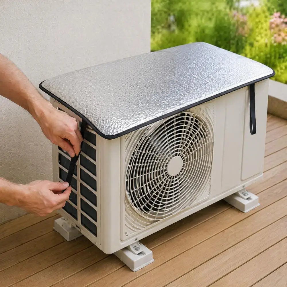 Air Conditioner Outdoor Unit Cover Aluminum Foil Condenser Dust Cover Waterproof Dust Proof Insulation Cover Air Conditioning