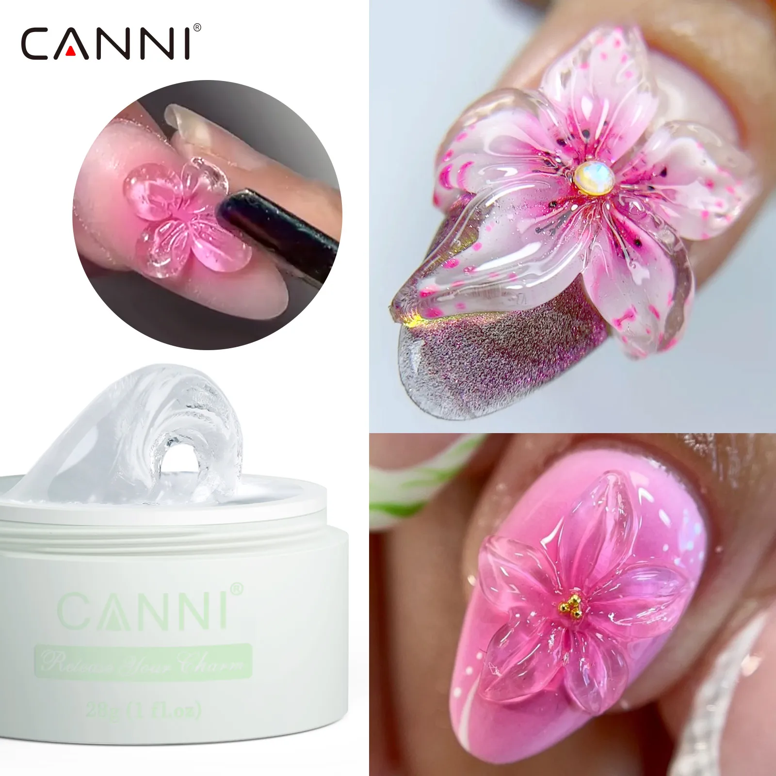 CANNI 3D PVC Modelling Rubber Gel Clear Non-Stick Hand Extension Gel Easy Shaping Sculpting Carving Soak Off UVLED Nail Manicure