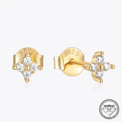 925 Sterling Silver Ear Piercing Flower Four-Claw Set  D Color Moissanite Diamond Classic Stud Earrings For Women Jewelry