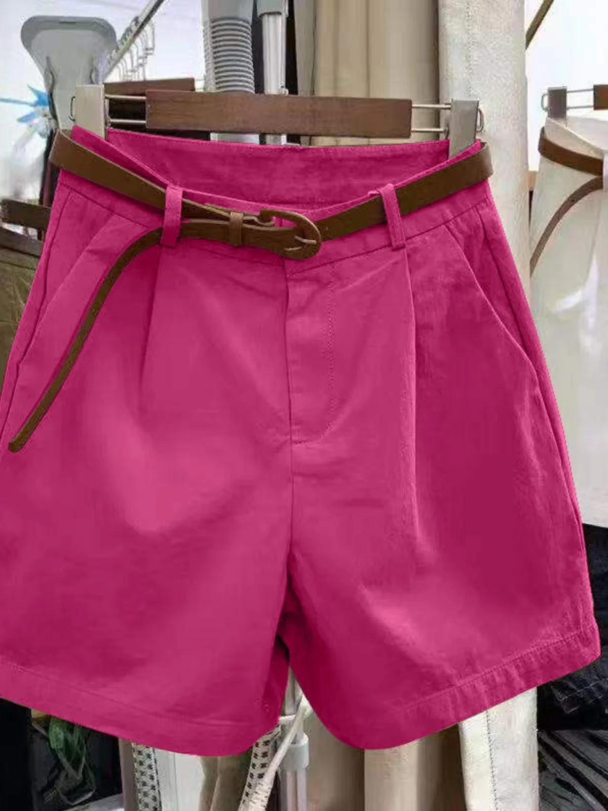 High Waist Cotton Shorts Women's Loose Fit Summer Casual Pants Thin Material Wide Leg Outerwear Thin Five-Point Pants