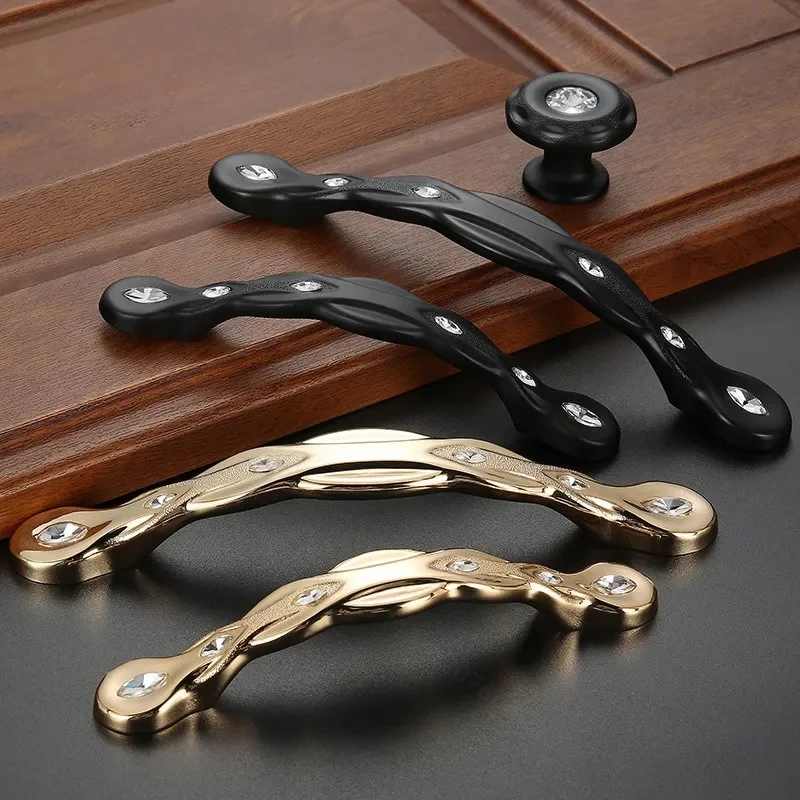 Black Handle Imitation Gold Retro Chinese Style Cabinet Door Wardrobe Pull Knob Hardware Accessories