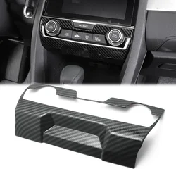 Console Central Interno AC Switch Panel Cover, Textura de Fibra de Carbono, Guarnição para Honda Civic 10th Gen 2016-2021