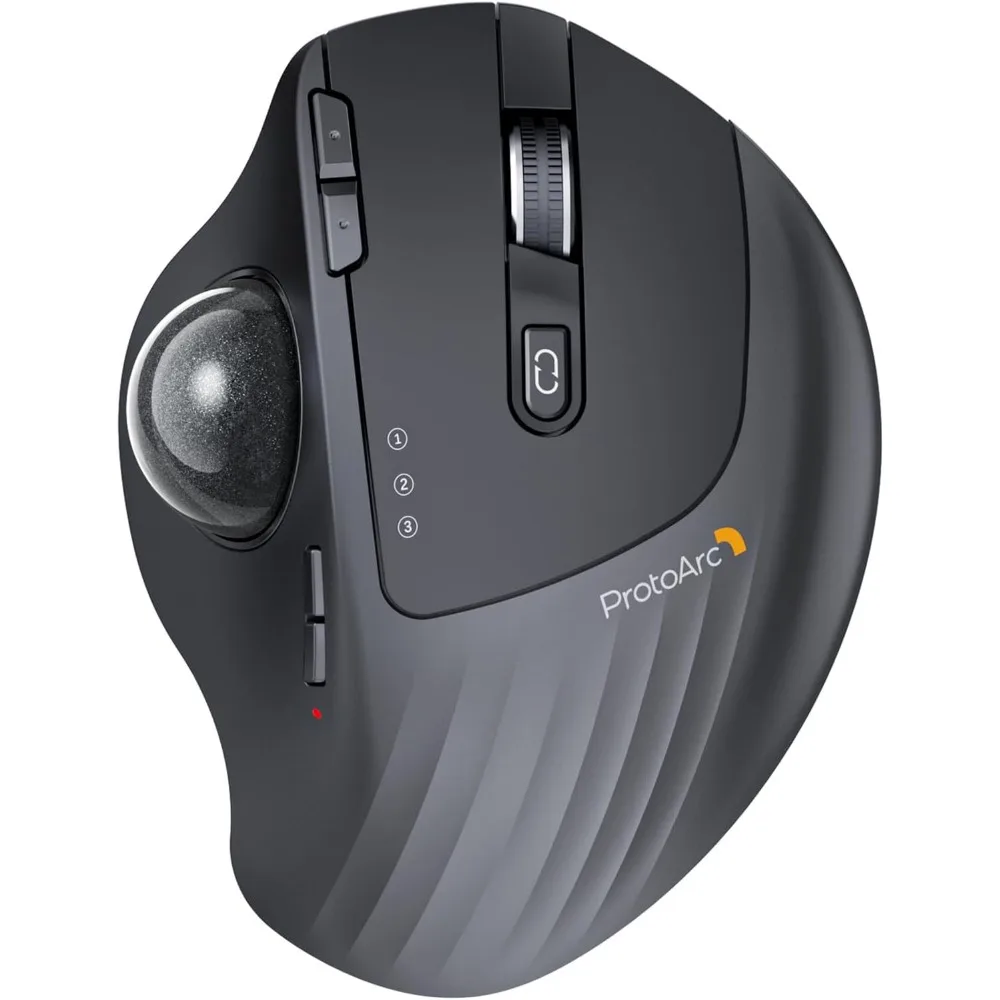 Ergonomic Wireless Trackball Mouse, Rechargeable for Multiple Devices, Adjustable Angle, Bluetooth Connectivity, Gray
