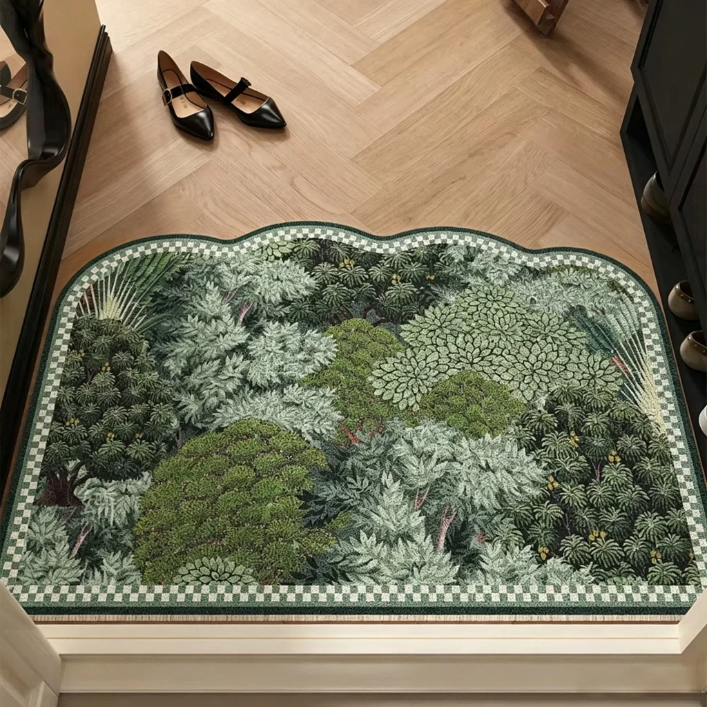 Forest Scenery Floor Mat PVC Silk Loop Door Mat Outdoor Indoor Scraper Dirt Trapper Non-Slip Welcome Mat Home Decor