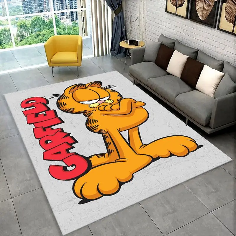 Cartoon Funny G-Garfield Cat Carpet Rug for Playroom Bedroom Living Room Sofa Home Decor,Game Area Rug Non-slip Floor Mat Fest