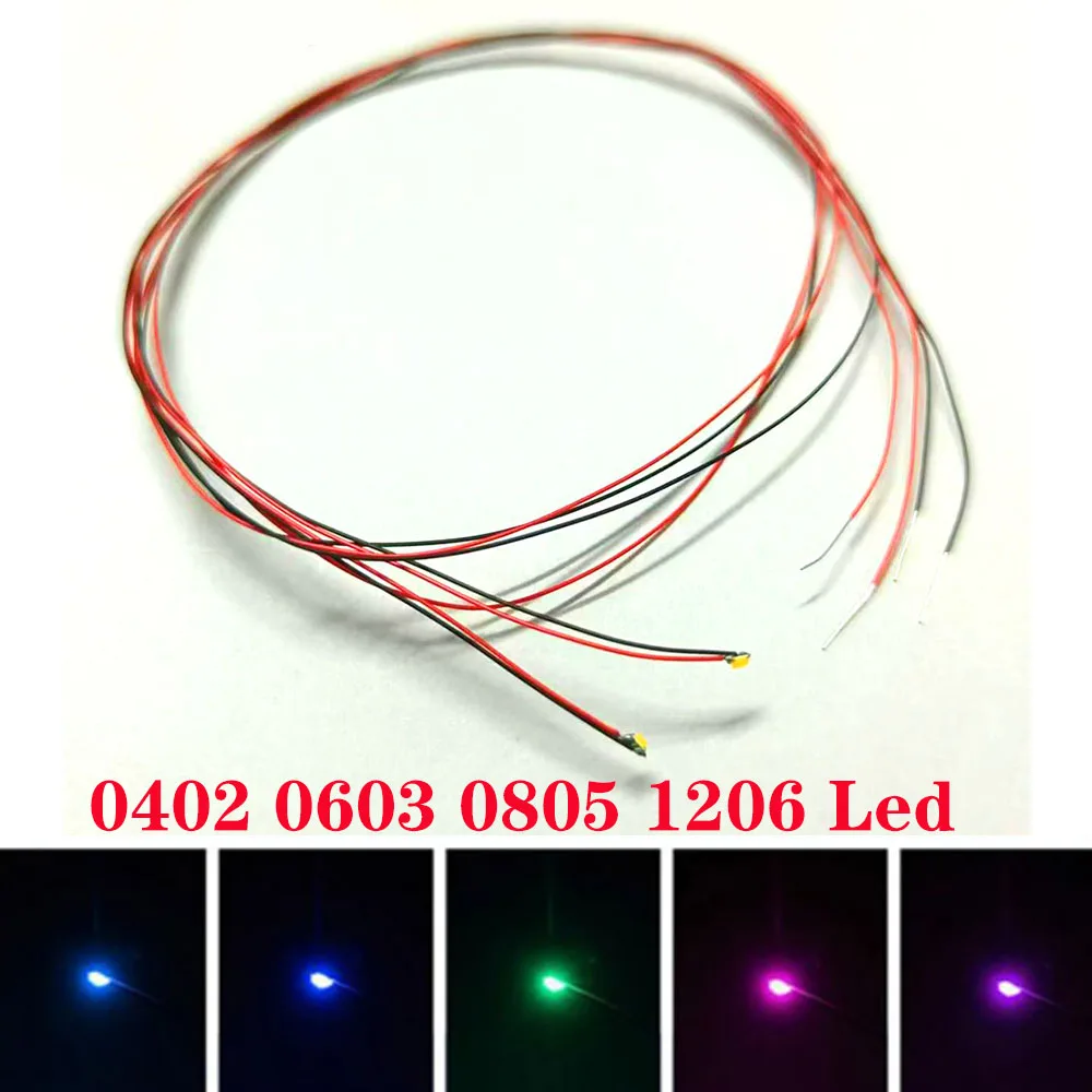 200Pcs/Lot 0402 0603 0805 1206 Led SMD Wire For Model Train Scale Red Black Line Pre-soldered Micro Litz Diorama Railway DIY