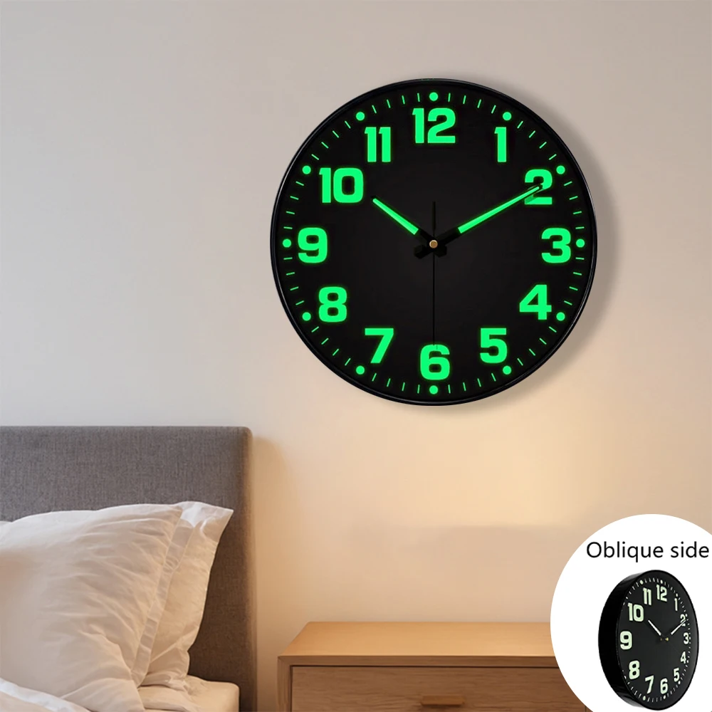 8-Zoll Leuchtende Wanduhr mit Digitalanzeige, Quarzwerk, für Schlafzimmer, Wohnzimmer, Arbeitszimmer, Lautsprecher, Geräuschlose Uhr