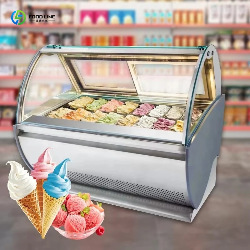 Customized 16 Boxes Ice Cream Freezer Display Cabinet Soaking Cabinet Catering Bar Snack Equipment