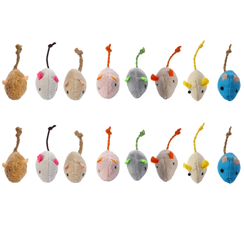 

Набор из 16 интерактивных игрушек-мышей для кошек: плюшевые мышки с кошачьей мятой для жевания и игр, для котят в помещении