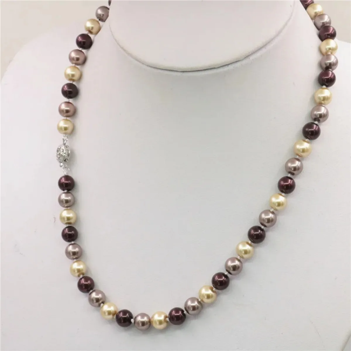 DIY New Fashion 8mm South Sea Multicolor Shell Pearl Necklace 18inches AAA Beads Women Jewelry Making About 52pcs/Strands