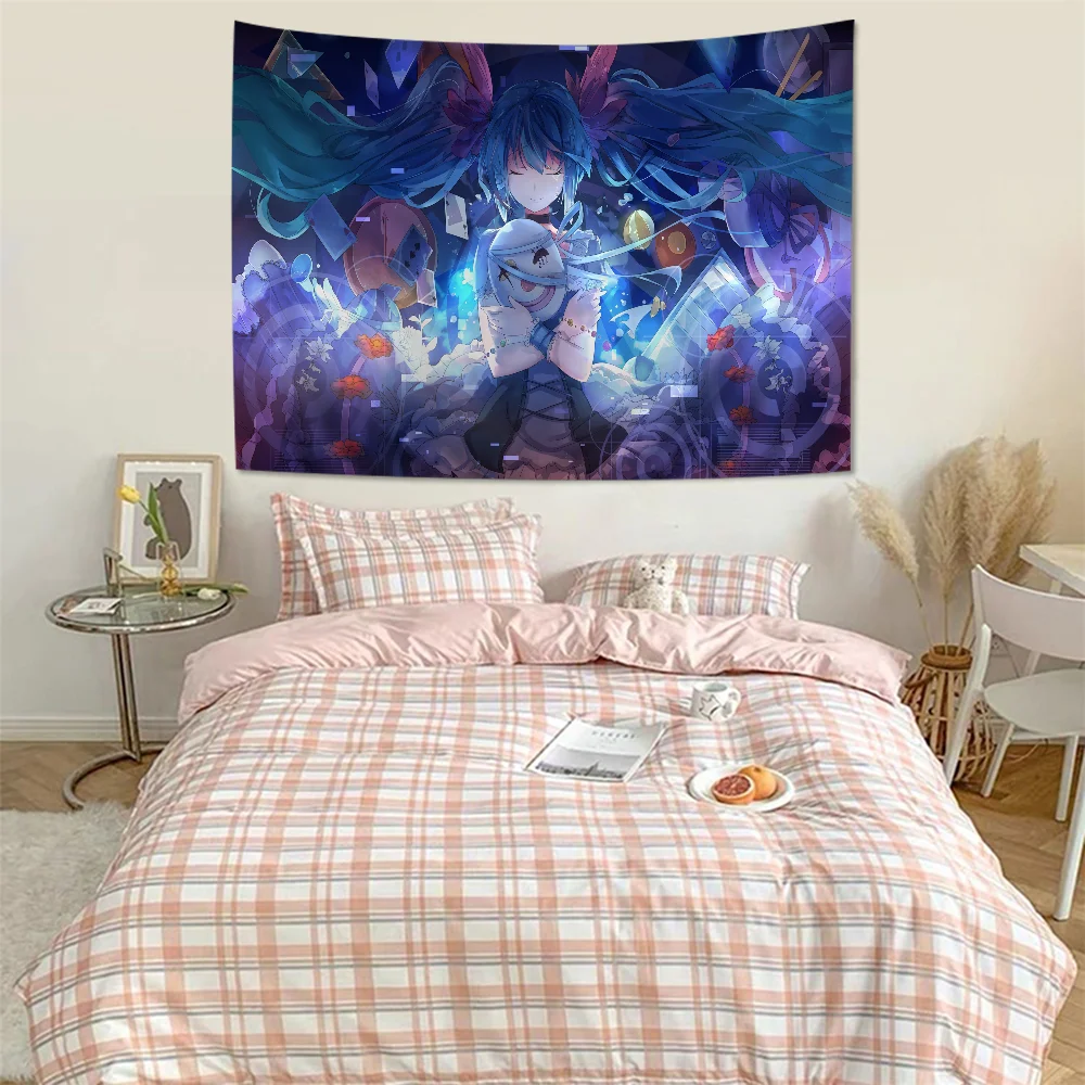 H-Hatsunes Miku Cartoon Tapestry for Living Room Home Dorm Decor INS Home Decor