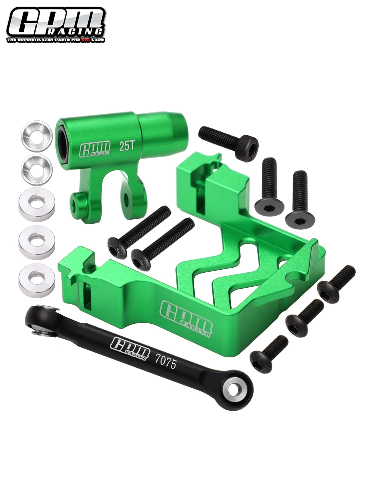 Support Servo GPM Alu + biellette de direction + jeu de klaxon Servo 25T pour TRAXXAS 1/5 x-maxx XRT 8S