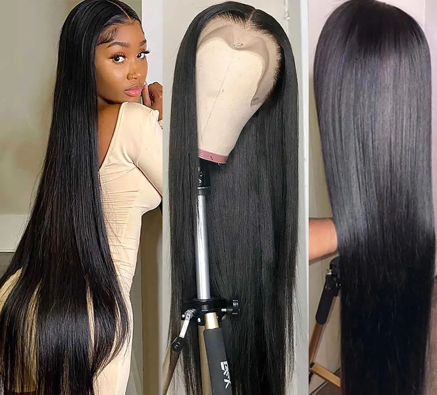 13X4 HD Transparent Glueless Lace Frontal Human Hair Wigs Lace Front Wig Brazilian Hair Straight Human Hair Wig for Sale