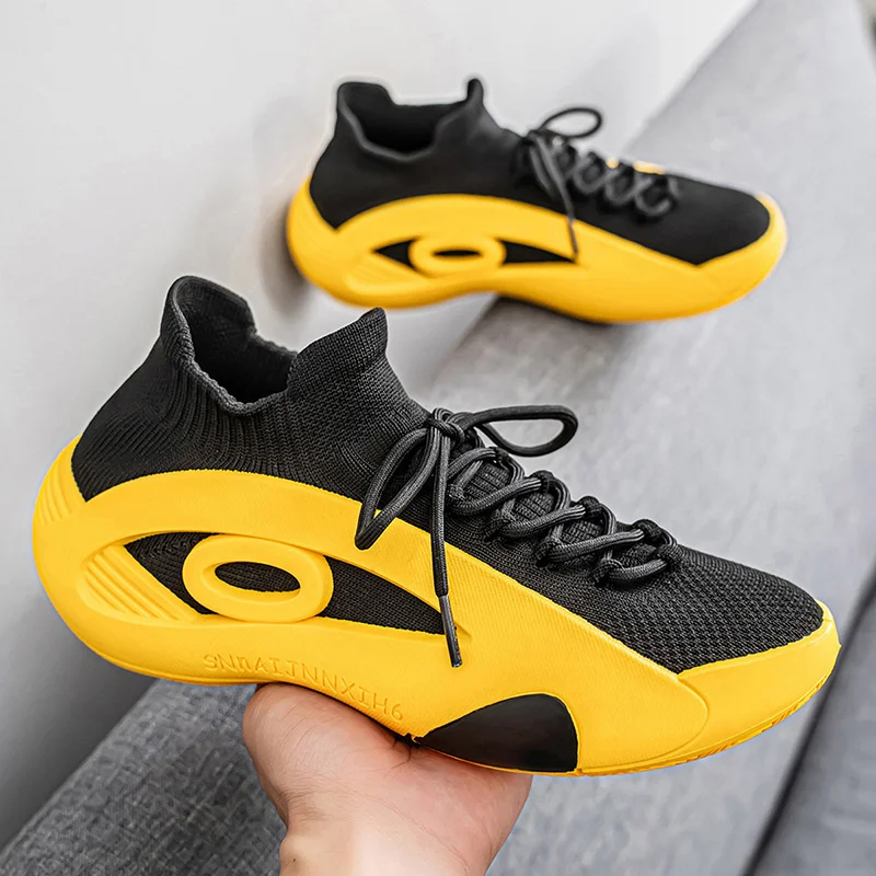 

Hot Selling Fashion Yellow Men's Summer Sneakers Breathable Mesh Running Shoes Men Platform Designer Shoes Men zapatillas hombre
