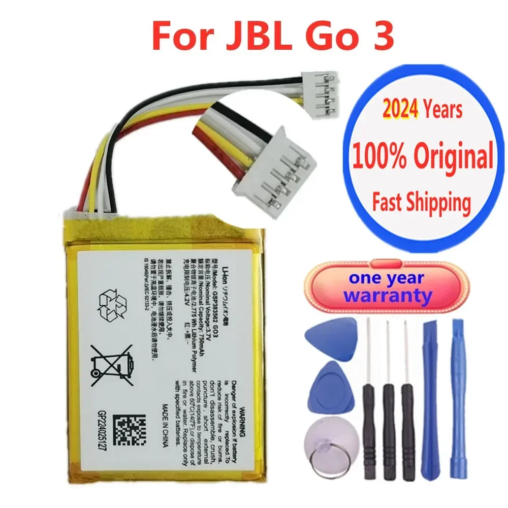 2024 Years High Quality GSP383562 Original Battery For JBL Go3 Go 3 G03 750mAh Bluetooth Speaker Battery Bateria Batteri + Tools