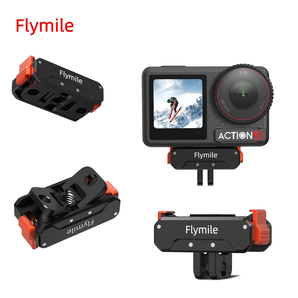 Flymile محول مغناطيسي جبل DJI OSMO 360/Action 5 Pro 4 3 ملحقات الإفراج السريع قاعدة جبل 1/4 ثقب المسمار توسيع قوس #1
