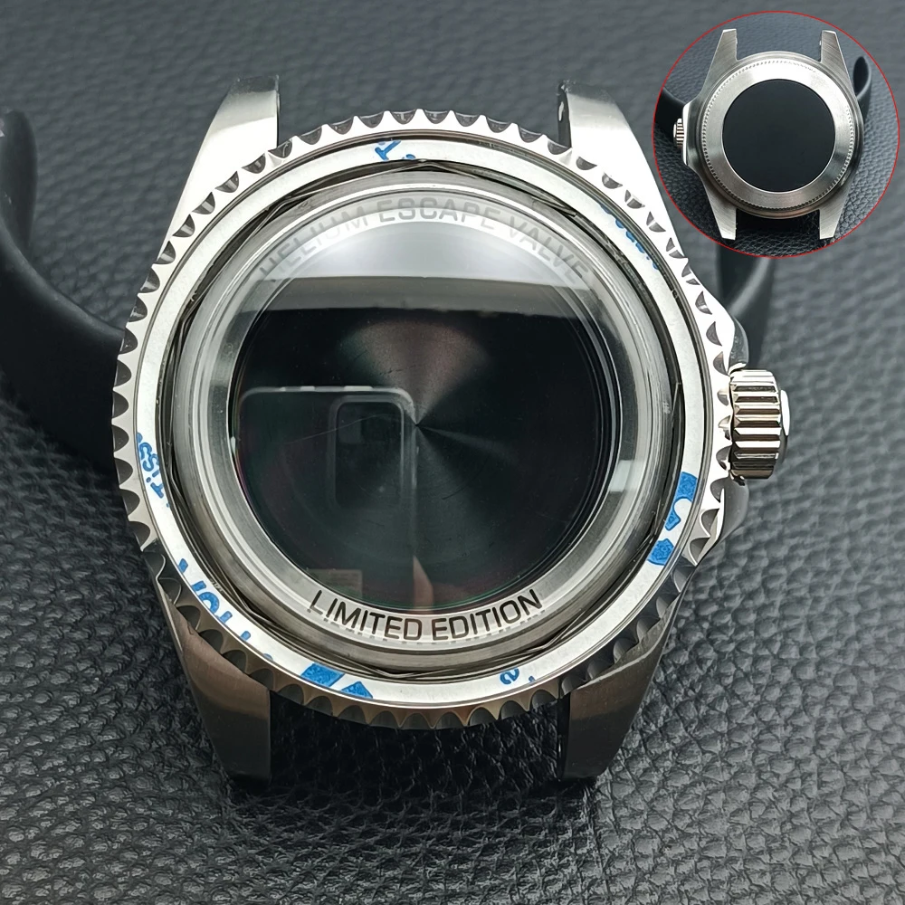 NH35 Case 43mm Men's Silvery Steel Watch Case Fit NH34 NH35 Movement Case For Sapphire Glass Watch Box Bezel 21mm Strap