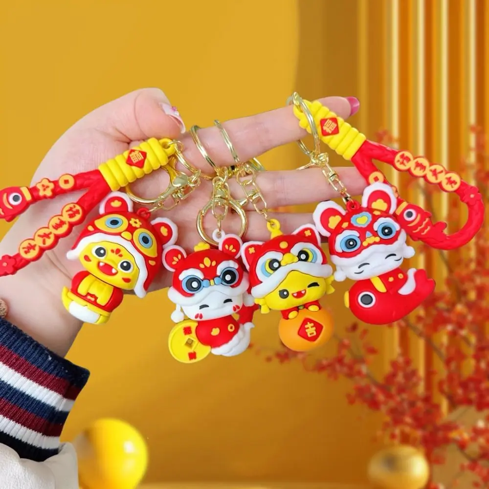 Cute PVC Snake Year Keychain Good Lucky Snake Doll New Year Key Ring New Year Gift Chinese Style Cartoon Snake Pendant Daily