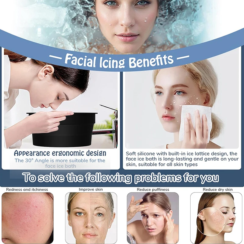Bol de bain de glace portable pour le visage, pour le visage, trempage plongeant, pliable, lavabo, outil de soins de la peau pour la maison et les voyages