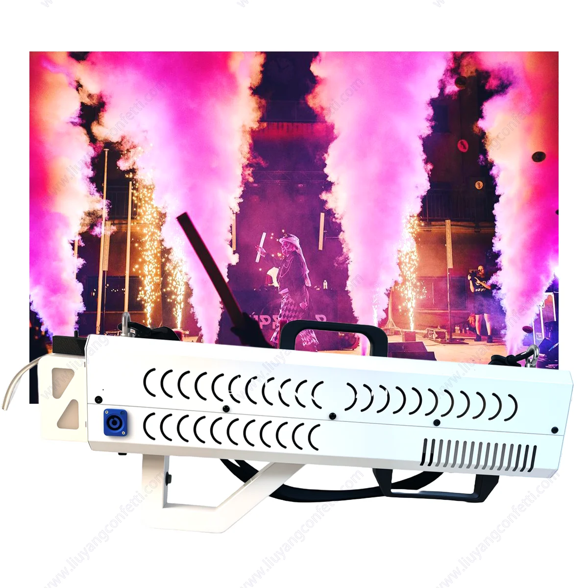 

Portable 1500W RGB LED Jet FX Smoke Gun Powerful Output Air Column DJ Light Cannon Fog Spray Machine for Stage Wedding Event DJ