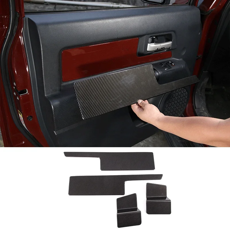 

Для 2007-2021 Toyota FJ Cruiser ABS углеродное волокно, внутренняя дверная панель автомобиля, накладка, наклейка, аксессуары для защиты автомобиля