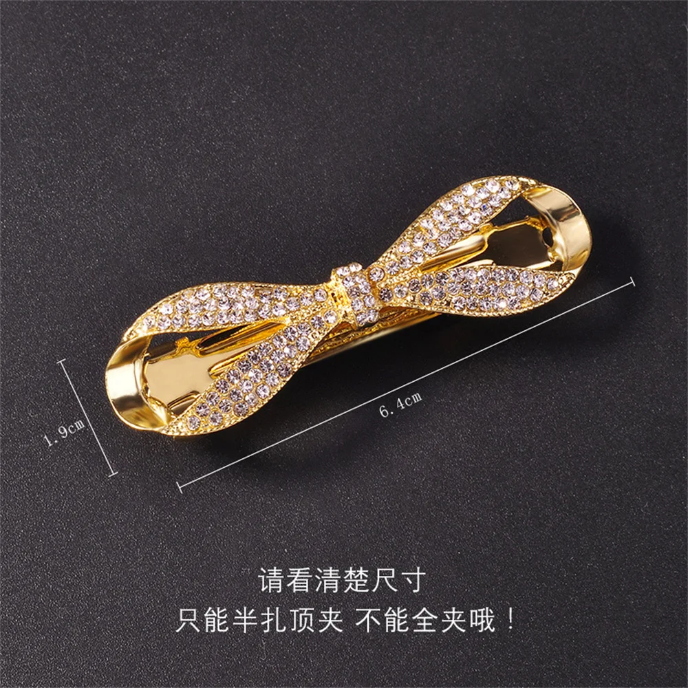 Exquisite Faux Crystal Bow Hairpin For Women Fashion Rhinestone Bowknot Hair Clips Barrettes Styling Tools Hair Accessories Gift