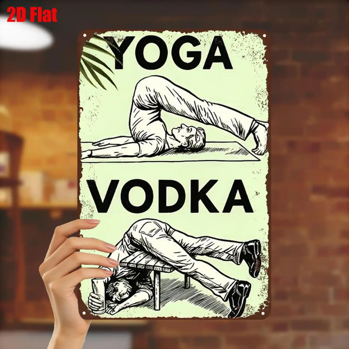 Yoga & Vodka Metal Sign 8x12 Retro Wall Decor Gym Bar Home Art