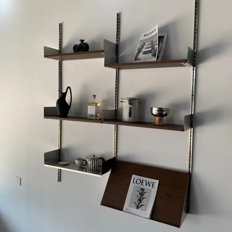 Adjustable Vintage Track Shelf, Mid-Century Wall Display Rack - Decorative Storage Shelving for Background Wall, Home Decor