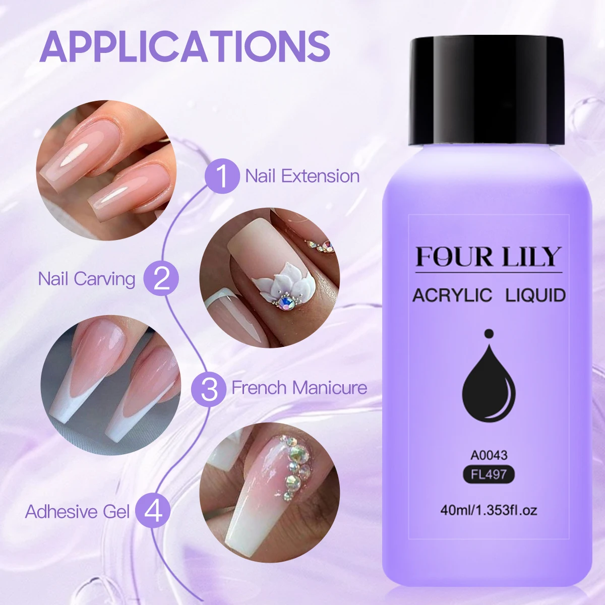 40ml Akrylowy płynny monomer do przedłużania paznokci Zestaw płynny do przedłużania paznokci akrylowych Szybkoschnący Idealny do domowego salonu DIY