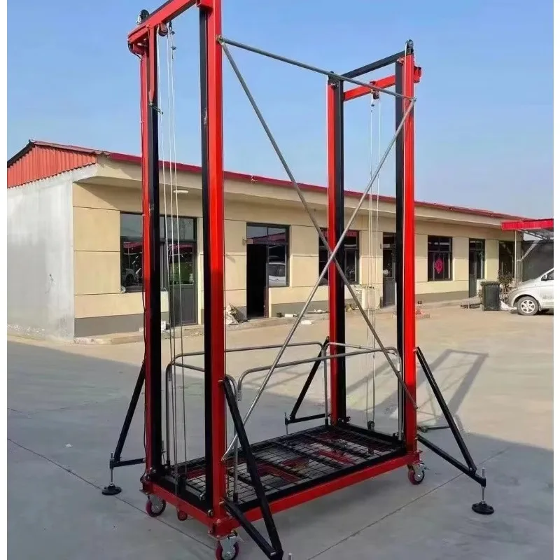2-8 متر سقالات كهربائية أوتوماتيكية متنقلة إطار تلسكوبي رفع كهربائي سلم منصة سقالات للبناء #6