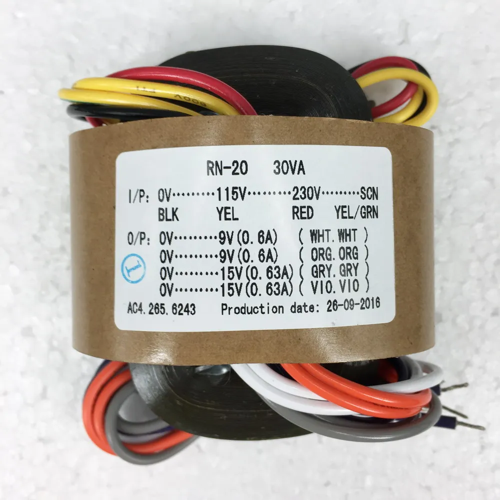 R-type power transformer 30W  9V X 2 + 15V X 2 R cow audio transformer 115-230V copper wire