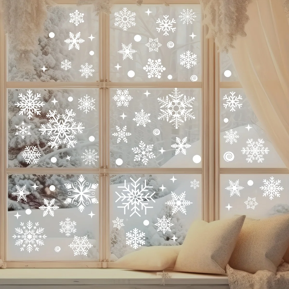 Weihnachts-Schneeflocken-Fensteraufkleber – statische PVC-Aufkleber für Glas – keine Stromversorgung, Weihnachtsdekoration – wiederverwendbare Wintersaison