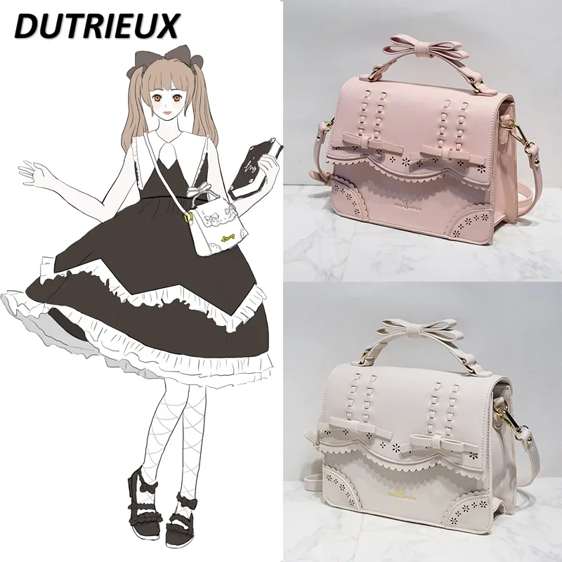 Ladies' Lolita Bag Casual Sweet Cute Girl Student PU Leather Spring Autumn 2024 New All-Match Bow Messenger Bags for Women