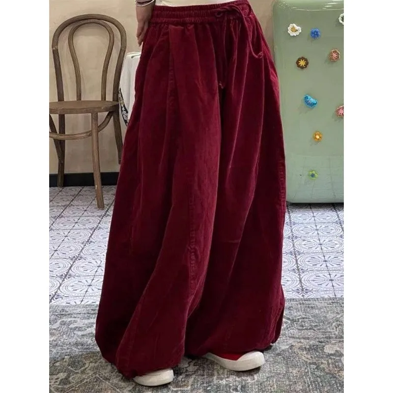 

Autumn Winter plus Size Men's Corduroy Wide Leg Pants Straight Casual Trousers Japanese Sle Loose Slimming Ciwalk
